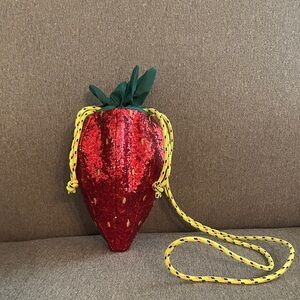 Crewcuts Glitter Strawberry drawstring purse